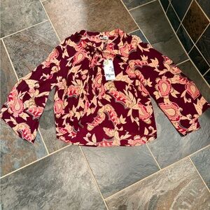 NWT Show Me Your MuMu Burgundy Paisley Blouse